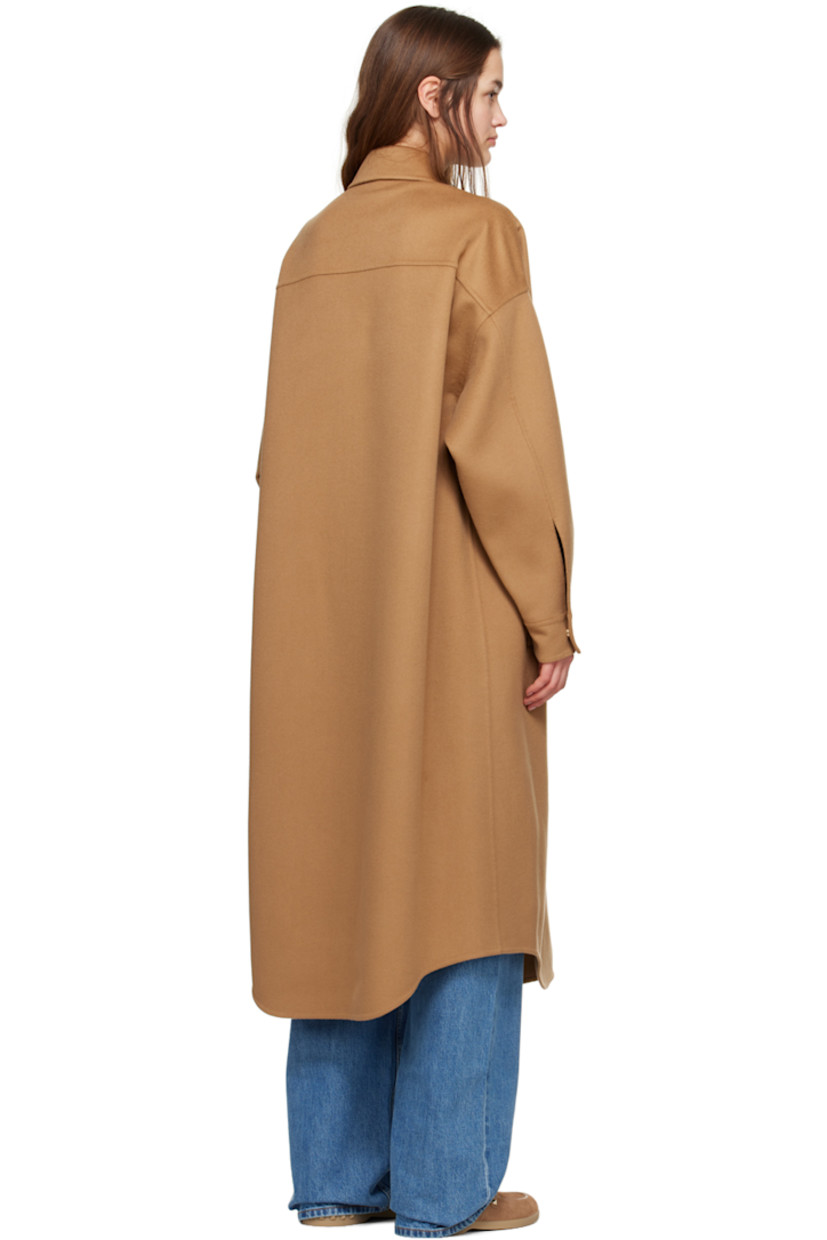 Wool- and cashmere-blend melton coat. 

· Spread collar 
· Concealed press-stud closure 
· Logo hardware at welt pockets 
· Press-stud fastening at cuffs 
· Unlined 
· Gold-tone hardware

Supplier color: Old ginger