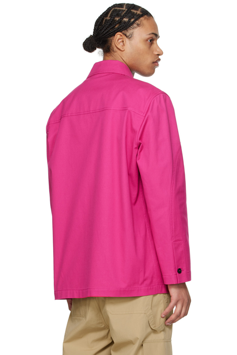 Stretch cotton canvas jacket. 

· Spread collar
· Button closure
· Logo hardware at chest
· Patch and flap pockets
· Single-button barrel cuffs
· Patch pocket at interior
· Unlined

Supplier color: Rose hill
