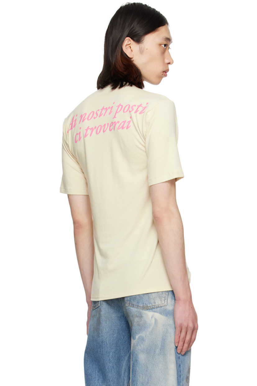 Stretch viscose- and wool-blend jersey T-shirt.

· Rib knit crewneck
· Graphic printed at chest
· Text printed at back

Supplier color: Intimo White