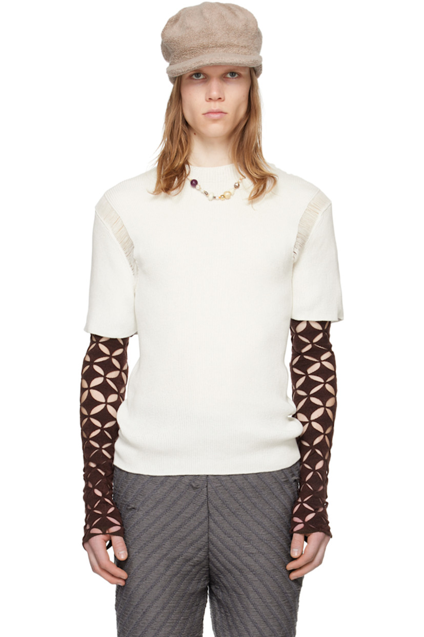 Rib knit cotton T-shirt.

· Crewneck
· Laddering at dropped shoulders

Available exclusively at SSENSE.

Supplier color: White