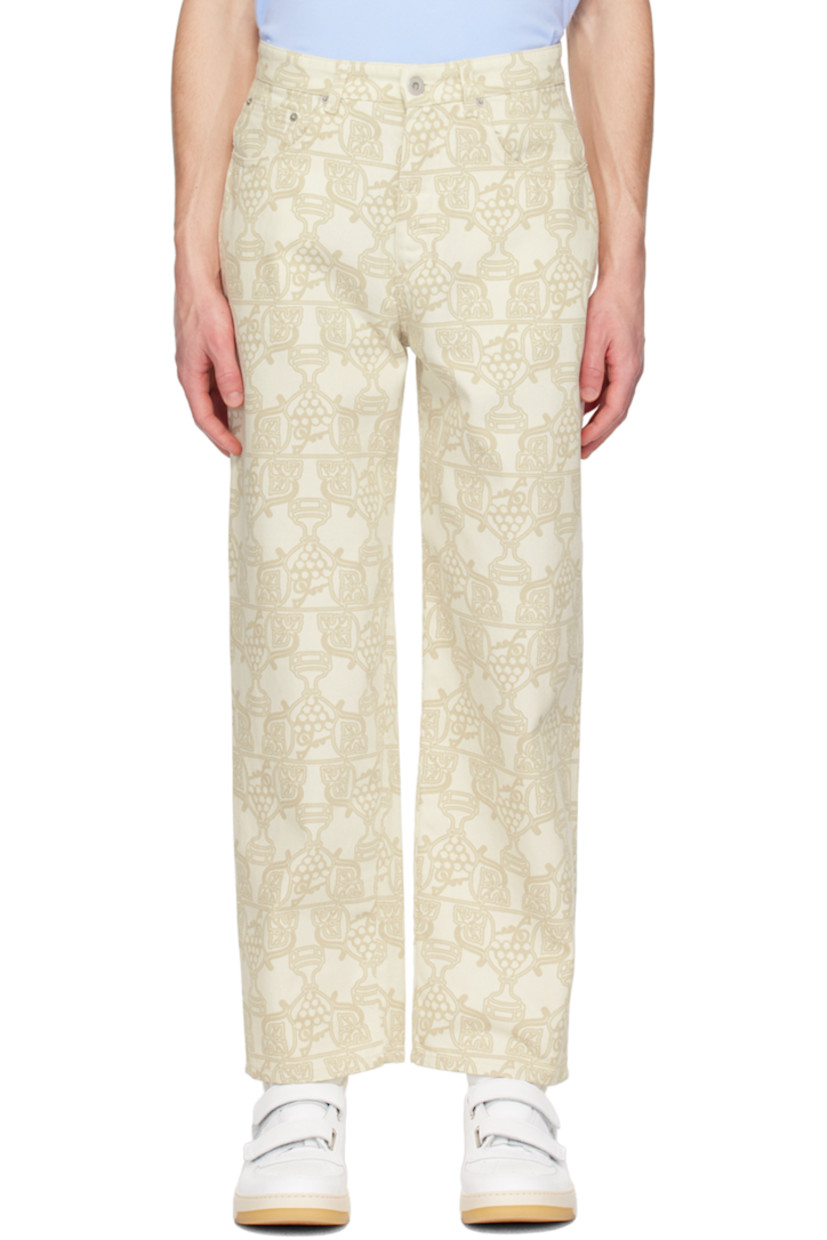 Relaxed-fit non-stretch denim jeans. Graphic pattern printed throughout.

· Belt loops
· Five-pocket styling
· Button-fly
· Leather logo patch at back waistband
· Logo-engraved silver-tone hardware

Supplier color: Ecru