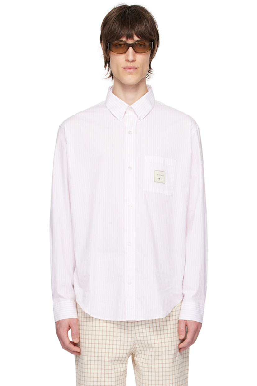 Cotton broadcloth shirt. Stripes throughout.

· Spread collar
· Button closure
· Logo patch at patch pocket
· Shirttail hem
· Single-button barrel cuffs
· Box pleat at back yoke
· Logo-engraved hardware

Supplier color: Pink