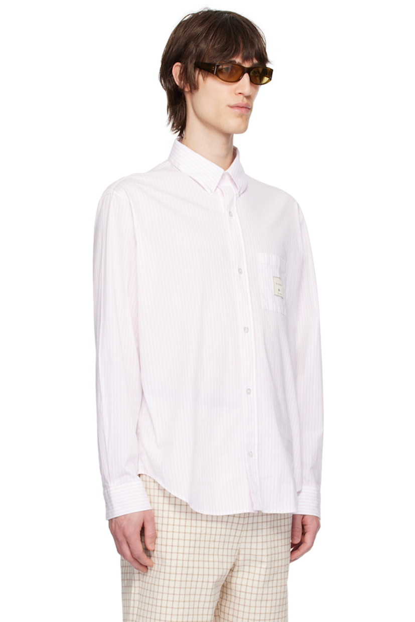 Cotton broadcloth shirt. Stripes throughout.

· Spread collar
· Button closure
· Logo patch at patch pocket
· Shirttail hem
· Single-button barrel cuffs
· Box pleat at back yoke
· Logo-engraved hardware

Supplier color: Pink
