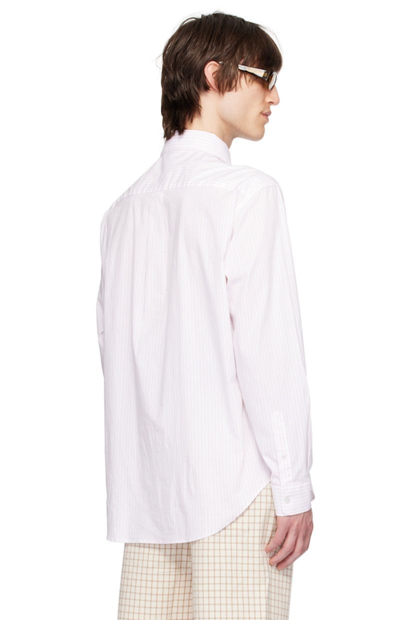 Cotton broadcloth shirt. Stripes throughout.

· Spread collar
· Button closure
· Logo patch at patch pocket
· Shirttail hem
· Single-button barrel cuffs
· Box pleat at back yoke
· Logo-engraved hardware

Supplier color: Pink