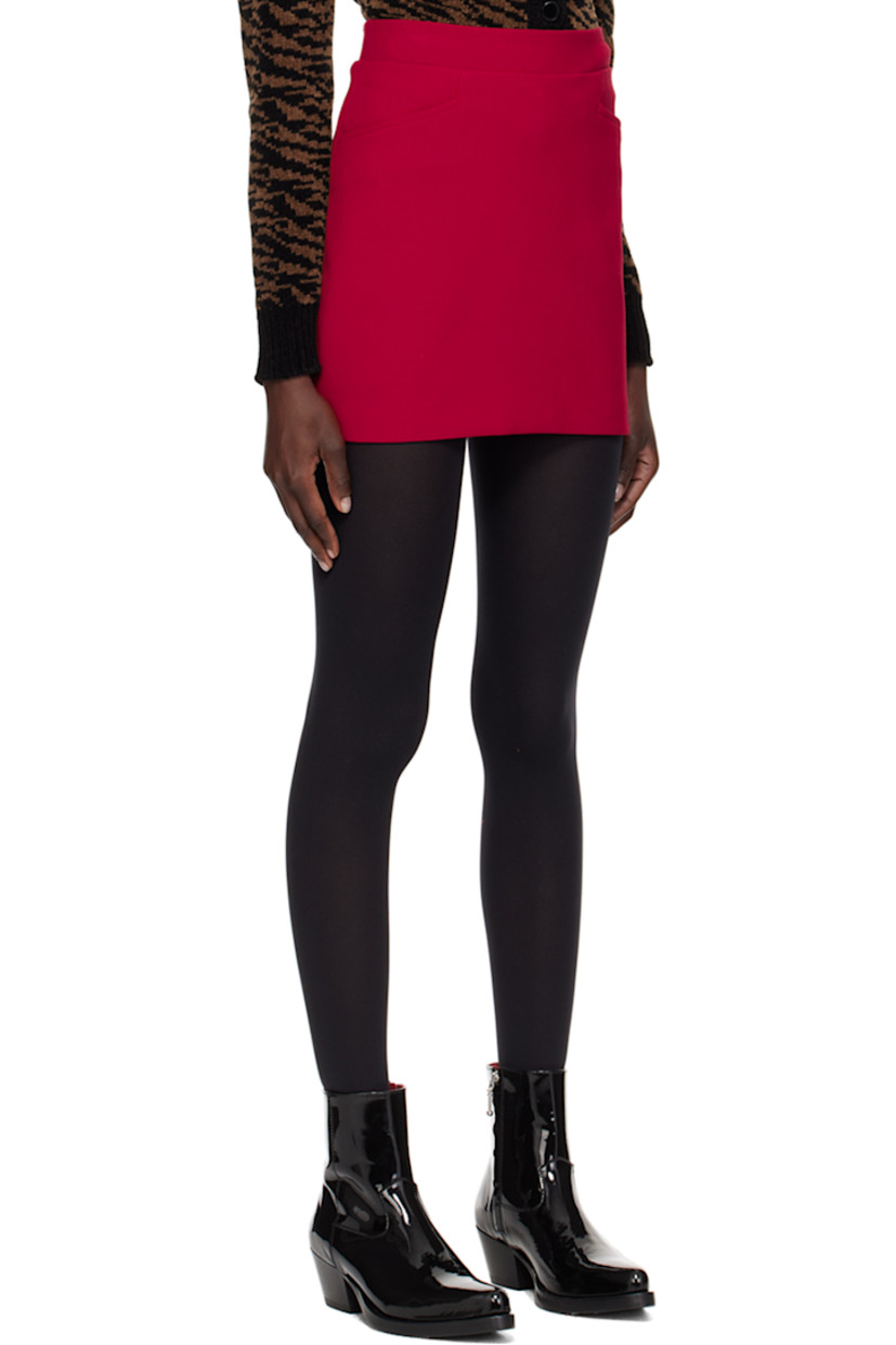 Knit stretch polyester- and viscose-blend skirt.

· Two-pocket styling
· Concealed zip closure at back waist
· Darts at back
· Full cotton twill lining

Supplier color: Red
