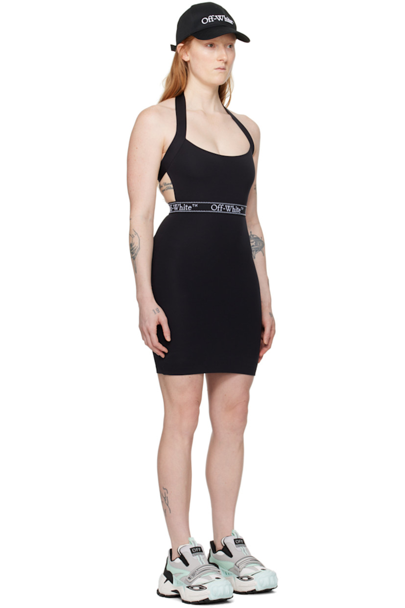 Stretch nylon jersey dress.

· Scoop neck
· Logo-woven elasticized trim at waist
· Press-stud fastening at halter strap
· Cutout at back

Supplier color: Black/White