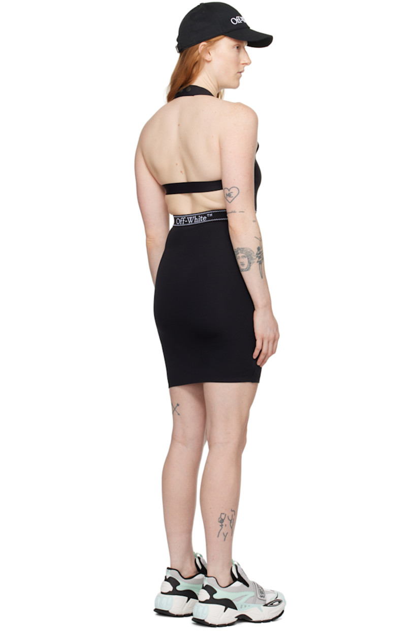 Stretch nylon jersey dress.

· Scoop neck
· Logo-woven elasticized trim at waist
· Press-stud fastening at halter strap
· Cutout at back

Supplier color: Black/White