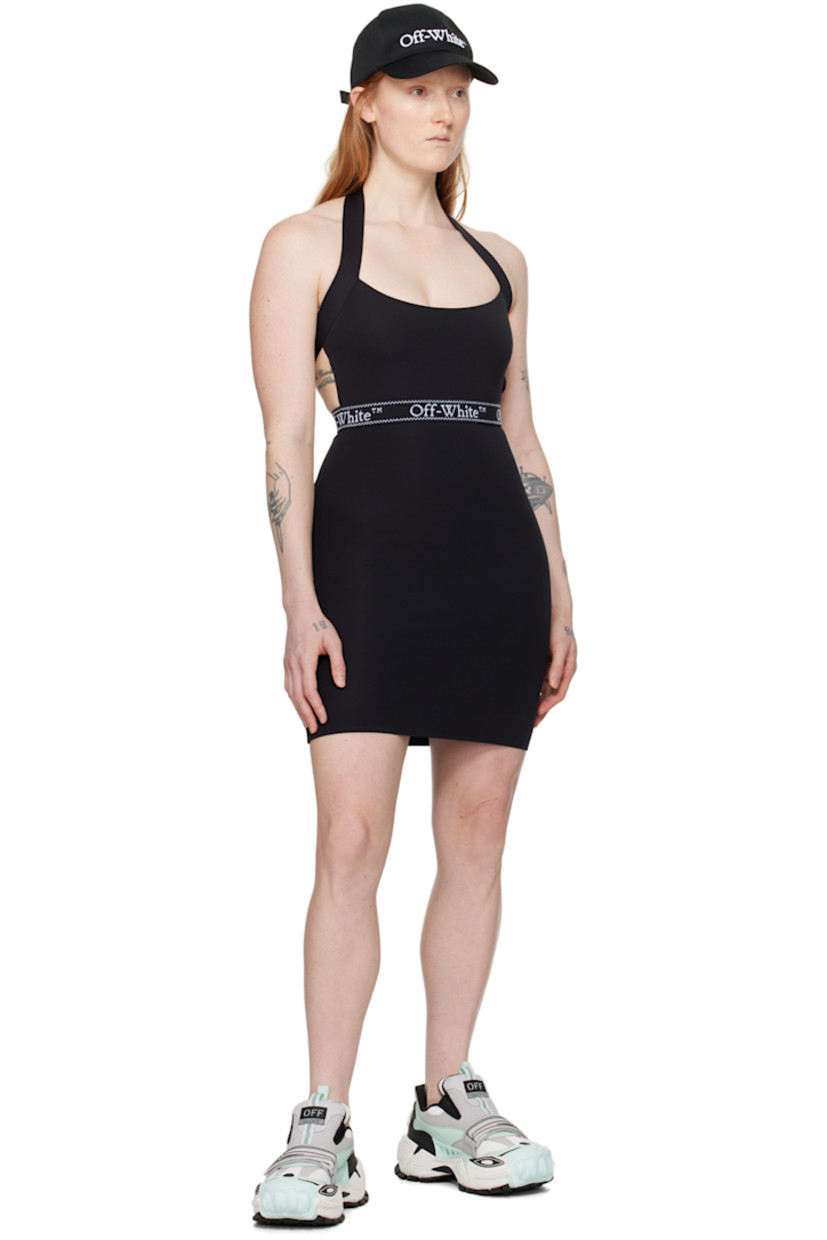 Stretch nylon jersey dress.

· Scoop neck
· Logo-woven elasticized trim at waist
· Press-stud fastening at halter strap
· Cutout at back

Supplier color: Black/White