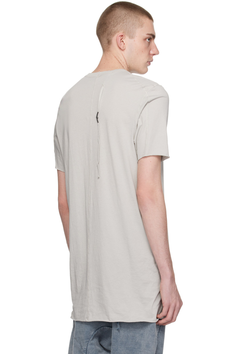 Garment-dyed cotton jersey T-shirt. 

· Rib knit crewneck
· Rolled edge at hem and cuffs
· Extended trim and offset seam at back

Supplier color: Light grey