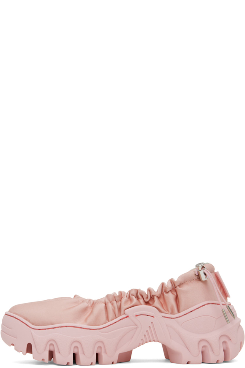 Handcrafted satin ballerina flats in pink.

· Bungee-style drawstring at elasticized collar
· Logo flag at heel counter
· Logo embossed at heel counter
· Mesh lining
· Treaded TPU platform sole
· Platform: H1.5"

Supplier color: Pink satin