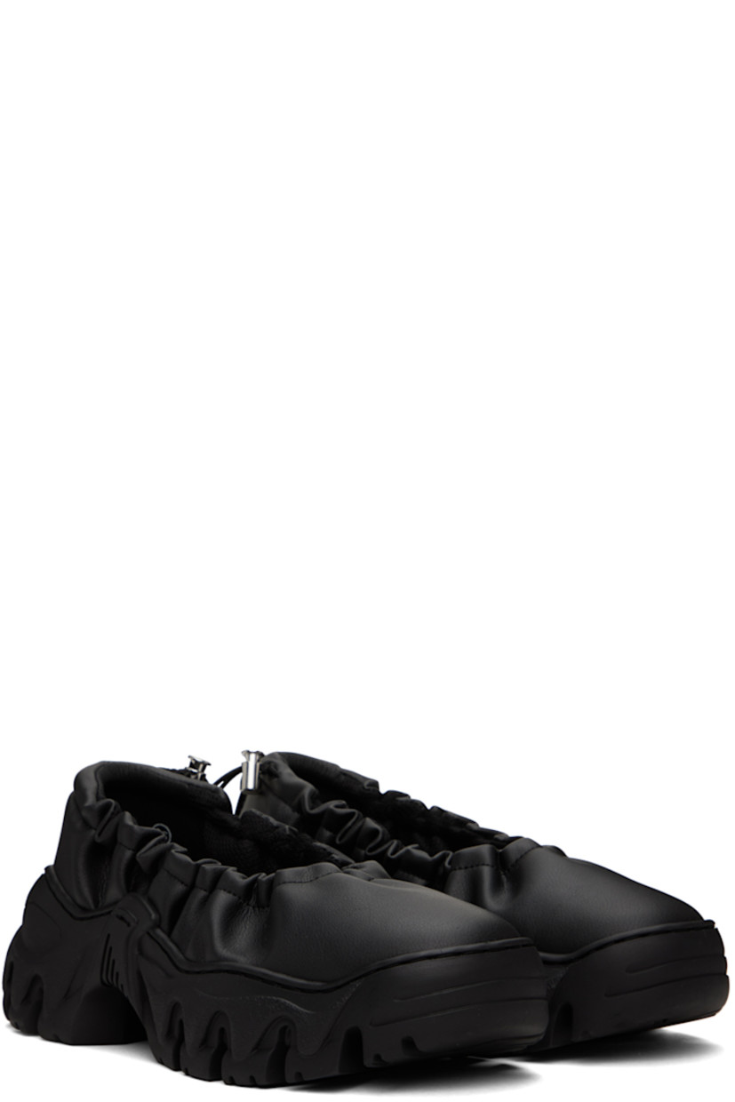 Handcrafted grained faux-leather ballerina flats in black.

· Bungee-style drawstring at elasticized collar 
· Logo flag at heel tab
· Logo embossed at heel counter 
· Mesh lining
· Treaded sculptural TPU platform sole
· Platform: H2"

Supplier color: Black beyond leather