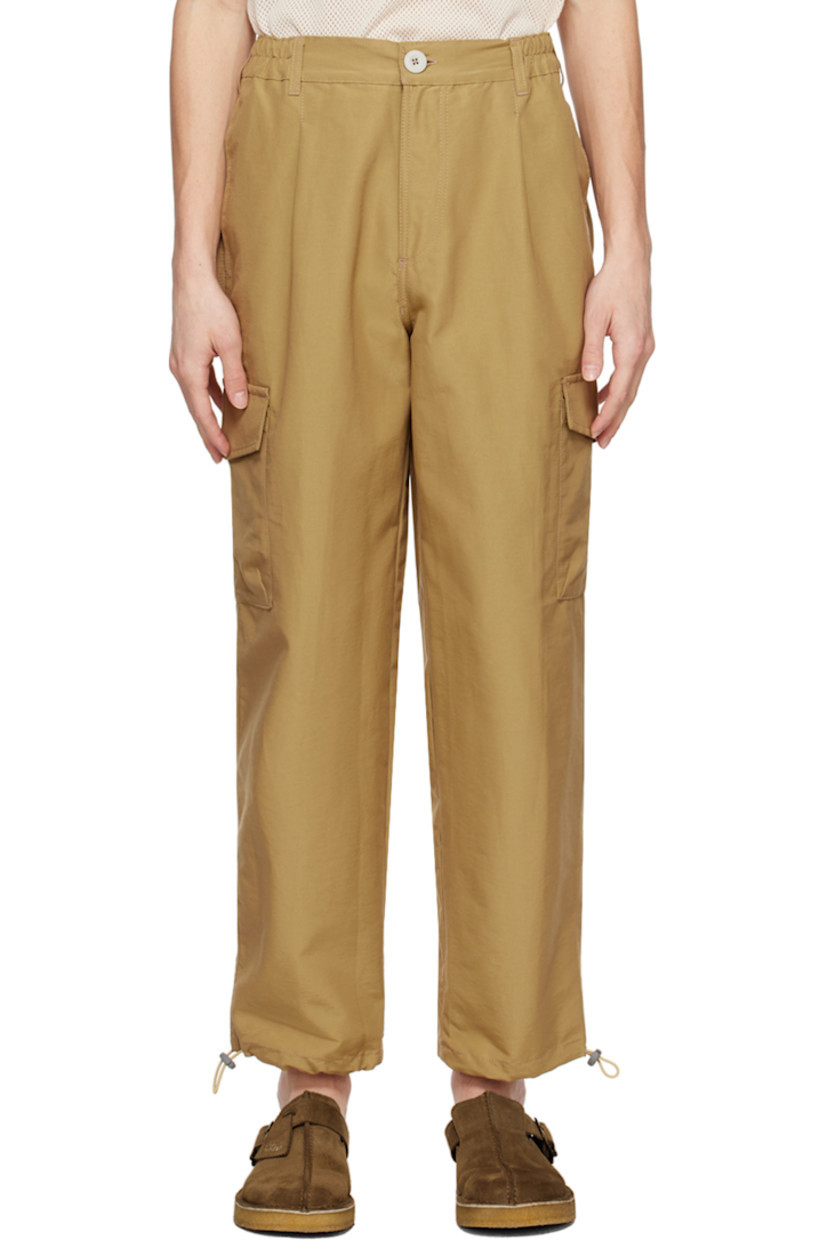 Relaxed-fit wide-leg water-repellent cotton-blend faille cargo pants.

· Belt loops at partially elasticized waistband
· Four-pocket styling
· Zip-fly
· Pleats at front
· Bungee-style drawstring at cuffs 
· Cargo pocket at outseams 

Supplier color: Khaki