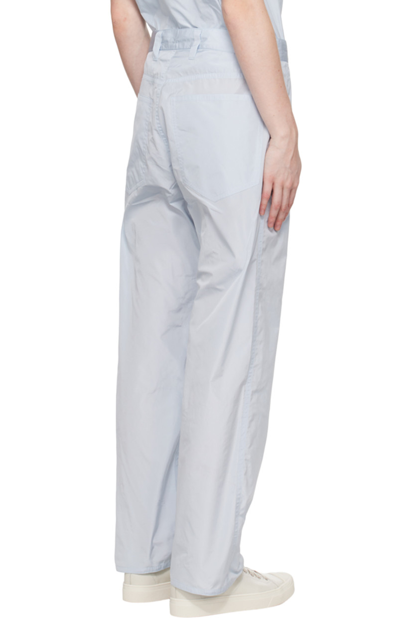 Polyester taffeta trousers.

· Belt loops
· Four-pocket styling
· Button-fly

Supplier color: Ice