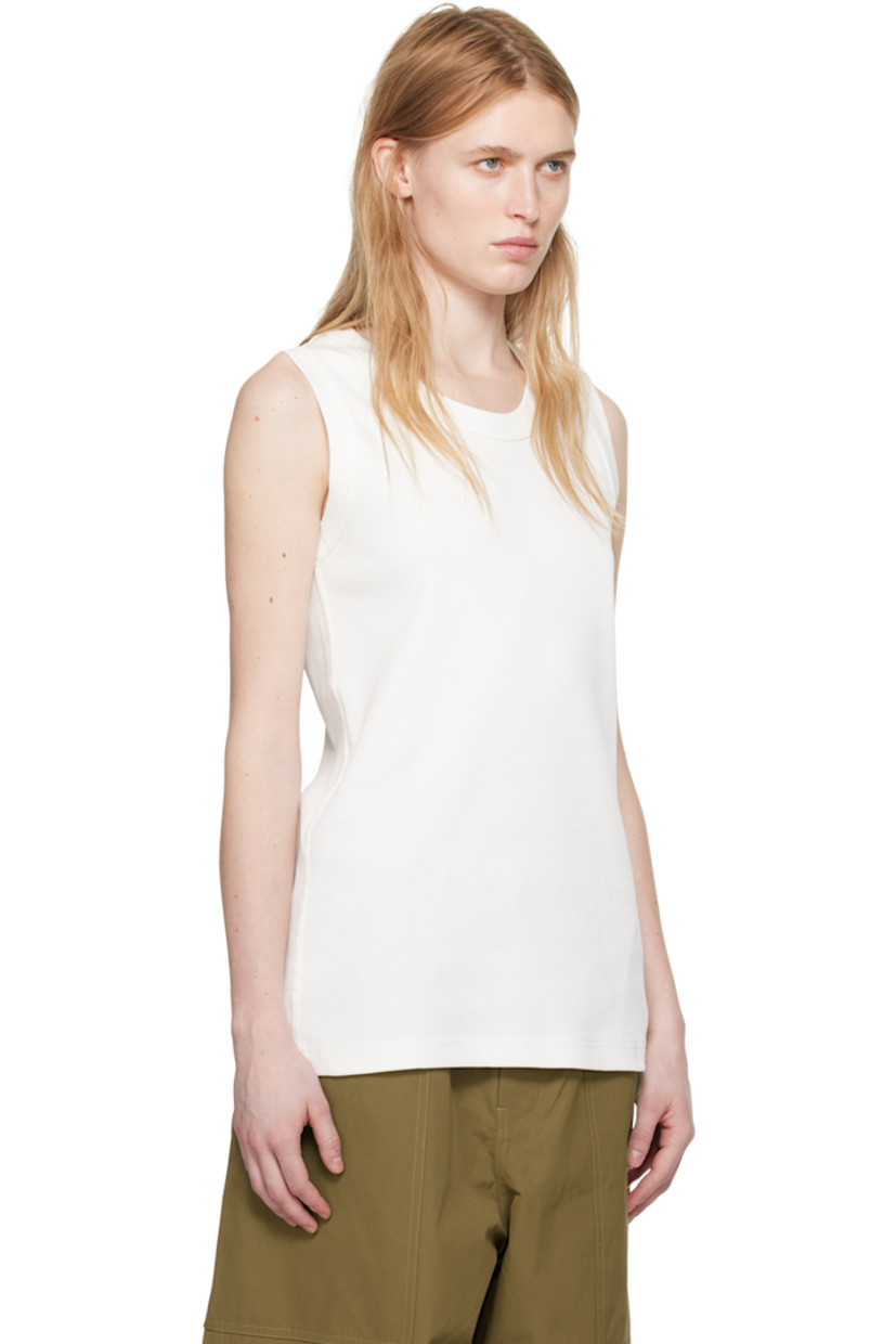 Rib knit stretch cotton tank top. Crewneck.

Supplier color: Off white