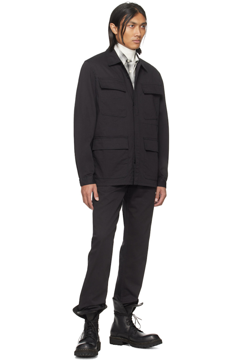Slim-fit straight-leg cotton twill trousers.

· Low-rise
· Belt loops
· Four-pocket styling
· Zip-fly

Supplier color: Black