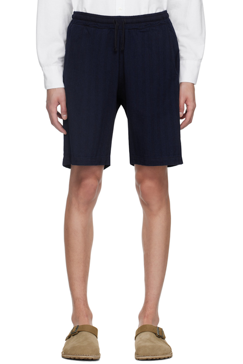 Relaxed-fit cotton herringbone shorts.

· Drawstring at elasticized waistband
· Four-pocket styling

Supplier color: Indigo