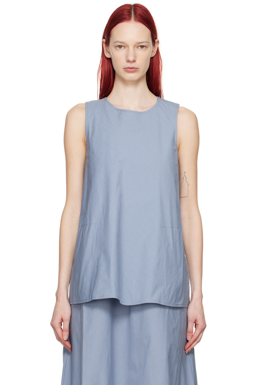 Cotton poplin tank top

· Criss-crossed construction
· Scoop neck
· Seam pockets

Supplier color: Lw textured cotton