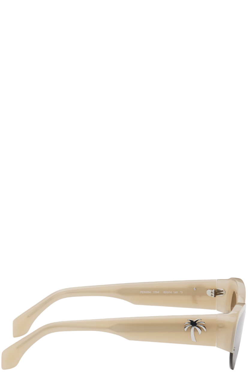 Oval semi-rimless acetate-frame sunglasses in beige.

· Rivets at brown lenses
· Integrated nose pads
· Logo hardware at temples
· Includes pouch
· Size: 62.14 145

Supplier color: Sand brown