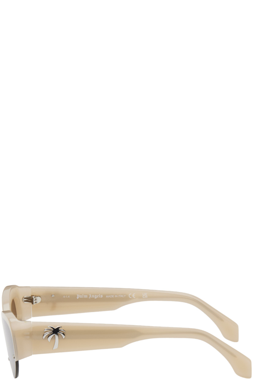 Oval semi-rimless acetate-frame sunglasses in beige.

· Rivets at brown lenses
· Integrated nose pads
· Logo hardware at temples
· Includes pouch
· Size: 62.14 145

Supplier color: Sand brown
