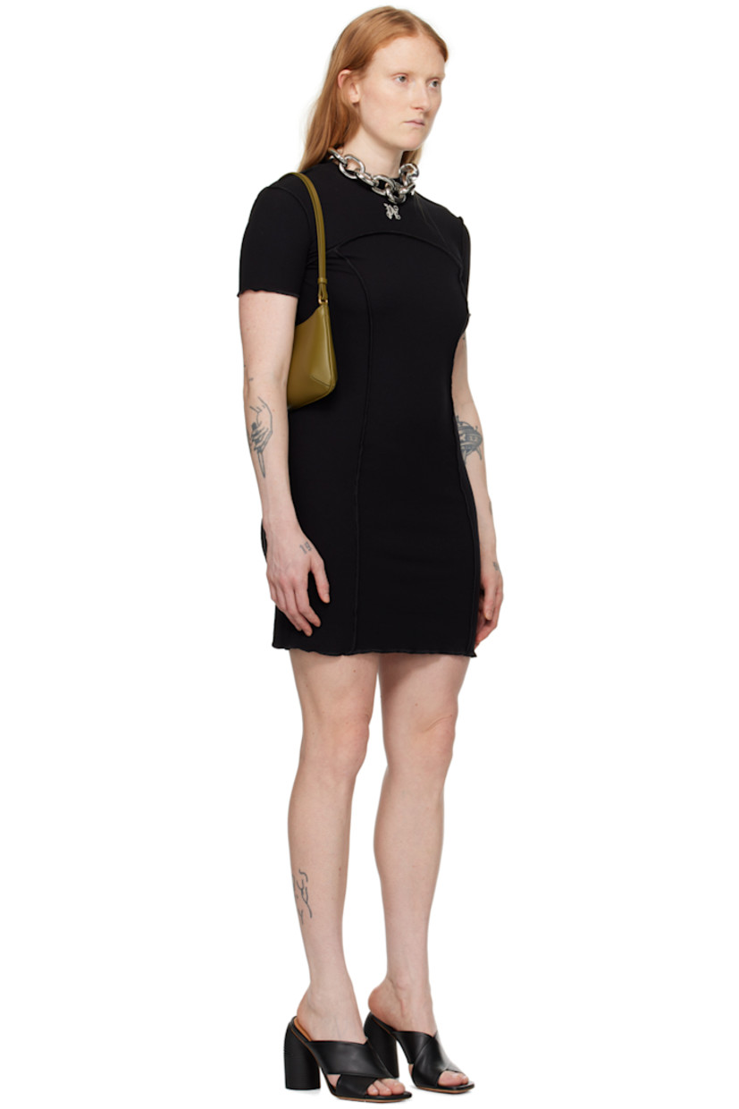 Rib knit stretch cotton dress. Pinched seams throughout. 

· Crewneck 
· Logo embroidered at front 
· Cutout at back 

Supplier color: Black/Off white
