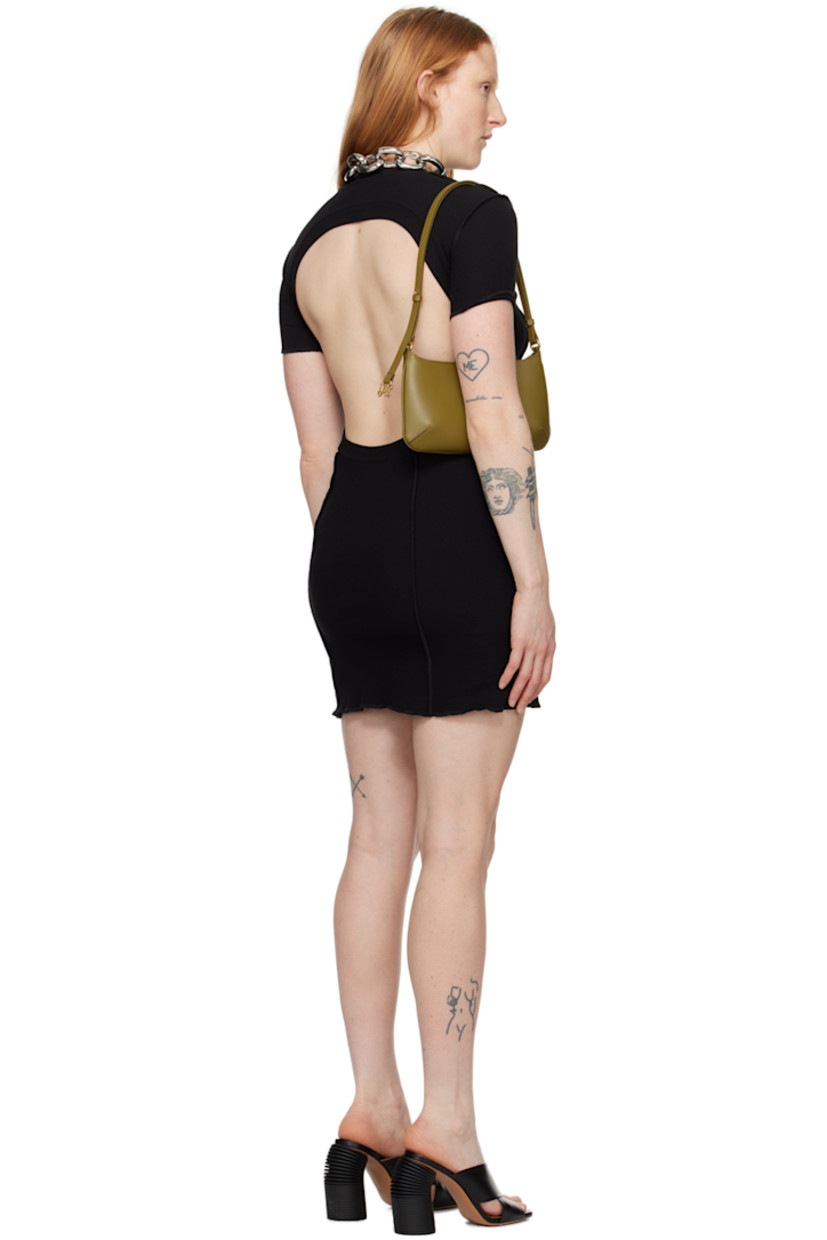 Rib knit stretch cotton dress. Pinched seams throughout. 

· Crewneck 
· Logo embroidered at front 
· Cutout at back 

Supplier color: Black/Off white