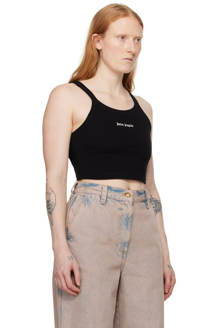 Cotton piqué tank top.

· Rib knit scoop neck and armscyes 
· Logo embroidered at front
· Cropped hem
· Fixed shoulder straps

Supplier color: Black/Off white