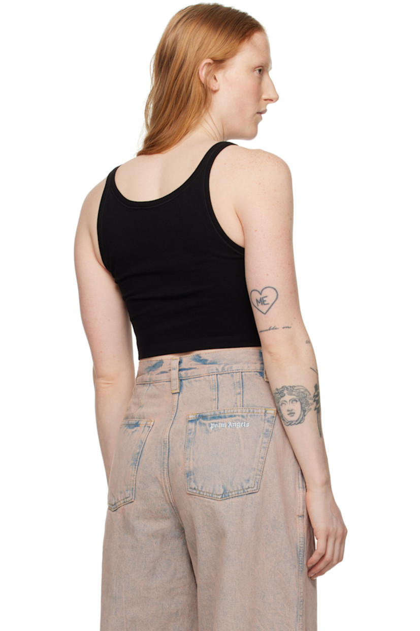 Cotton piqué tank top.

· Rib knit scoop neck and armscyes 
· Logo embroidered at front
· Cropped hem
· Fixed shoulder straps

Supplier color: Black/Off white