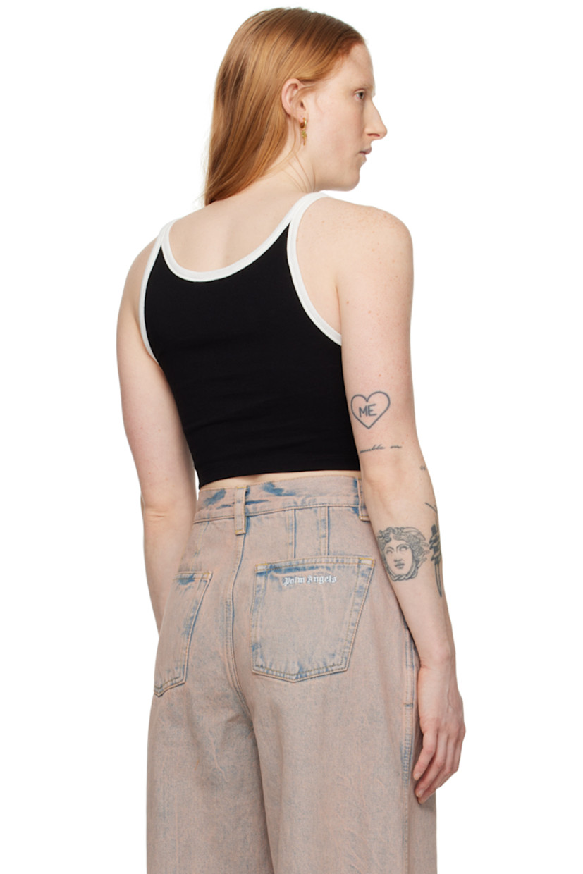 Cotton piqué tank top.

· Rib knit scoop neck and armscyes 
· Logo embroidered at front
· Cropped hem
· Fixed shoulder straps

Supplier color: Black/Off white