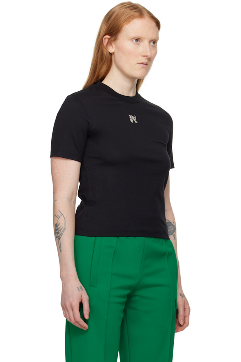 Cotton jersey T-shirt. 

· Crewneck 
· Logo embroidered at front 
· Logo flag at side seam

Supplier color: Black/Off white