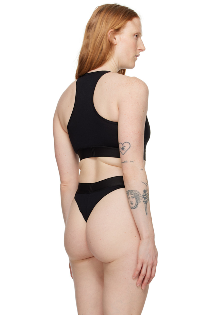 Stretch cotton jersey bra. 

· Crewneck 
· Jacquard logo at elasticized cropped hem 
· Racer back 

Supplier color: Black