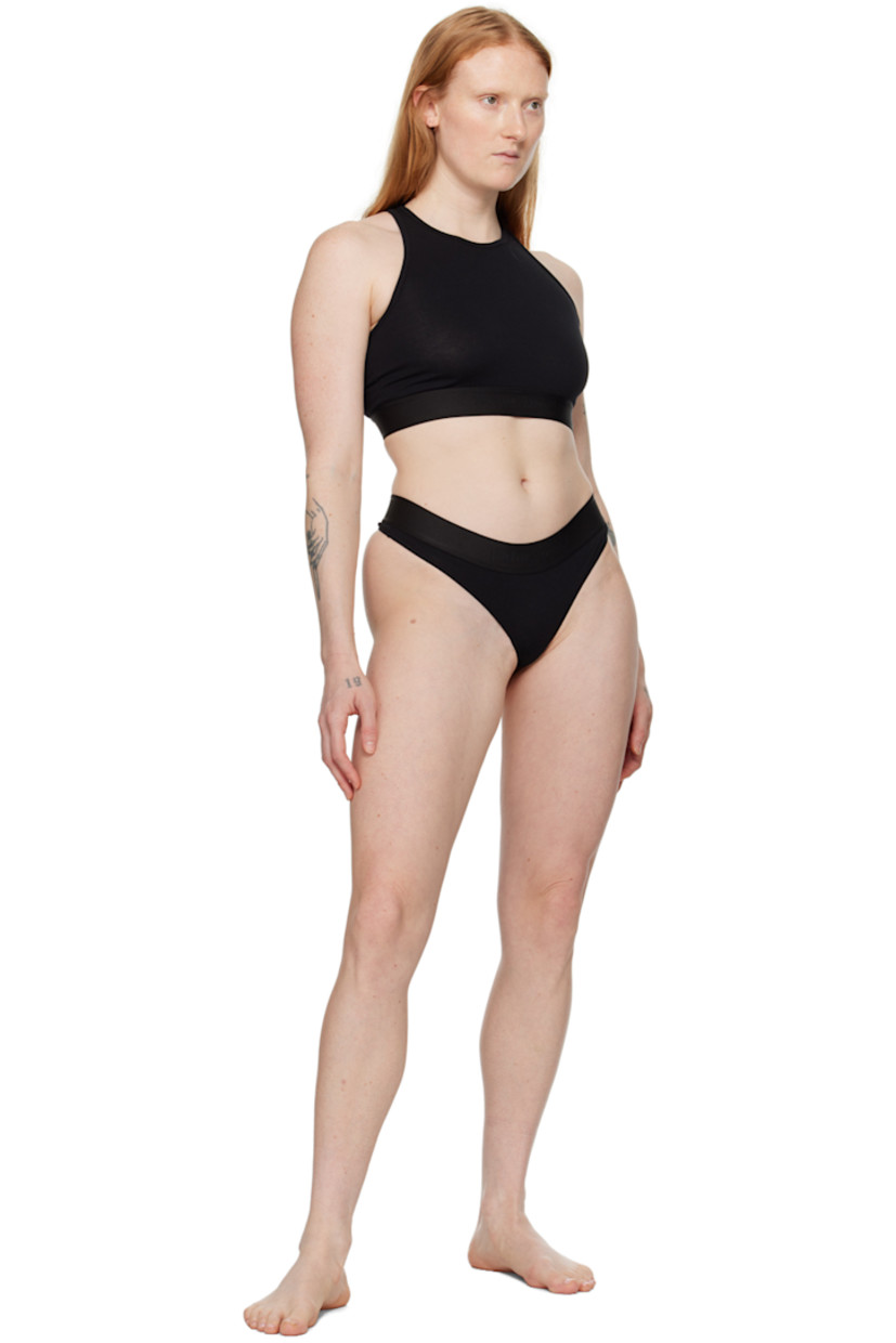 Stretch cotton jersey bra. 

· Crewneck 
· Jacquard logo at elasticized cropped hem 
· Racer back 

Supplier color: Black