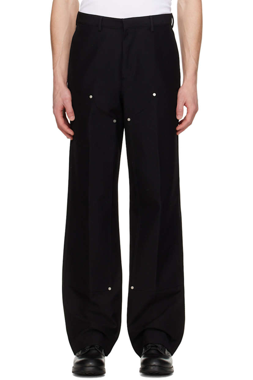 Cotton-blend twill trousers.

· Belt loops
· Four-pocket styling
· Zip-fly
· Rivets and panel at front legs 
· Logo embroidered at back 
· Logo-engraved silver-tone hardware

Supplier color: Black/Off white