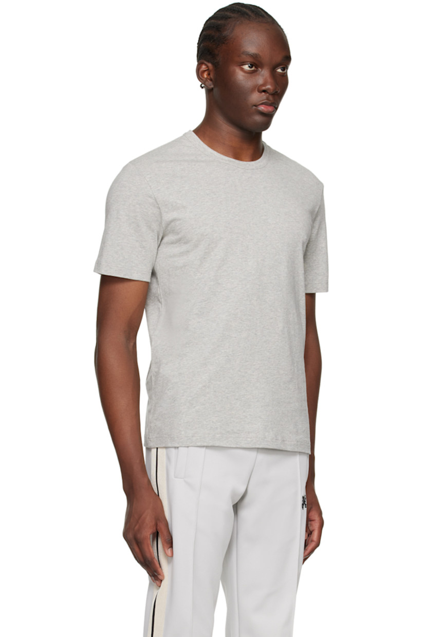 Pack of three stretch cotton jersey T-shirts.

· Rib knit crewneck
· Logo flag at side seam

Supplier color: Melange grey
