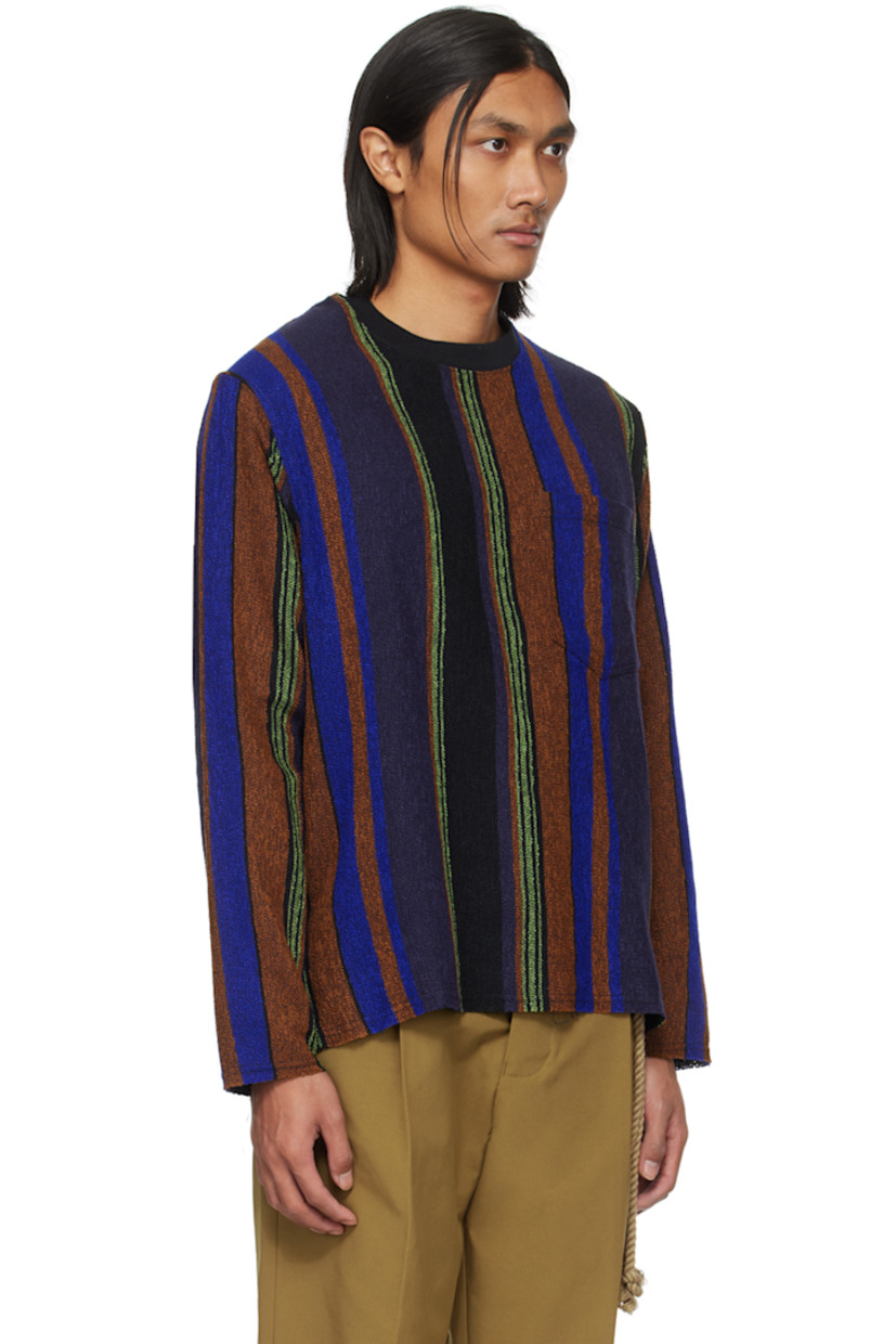 Acetate- and cotton-blend bouclé sweatshirt. Stripes throughout.

· Rib knit crewneck
· Patch pocket at chest
· Raw edge at hem and cuffs
· Vented side seams

Supplier color: Multi