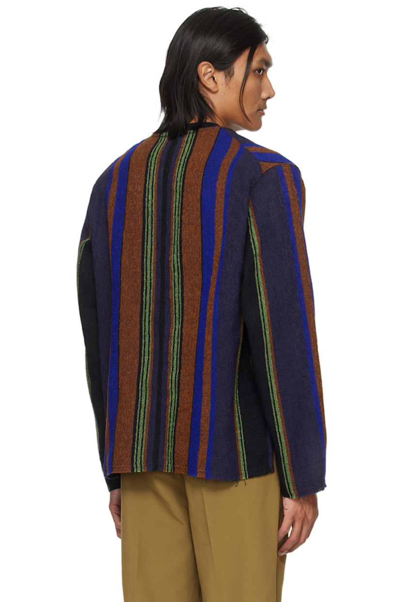 Acetate- and cotton-blend bouclé sweatshirt. Stripes throughout.

· Rib knit crewneck
· Patch pocket at chest
· Raw edge at hem and cuffs
· Vented side seams

Supplier color: Multi