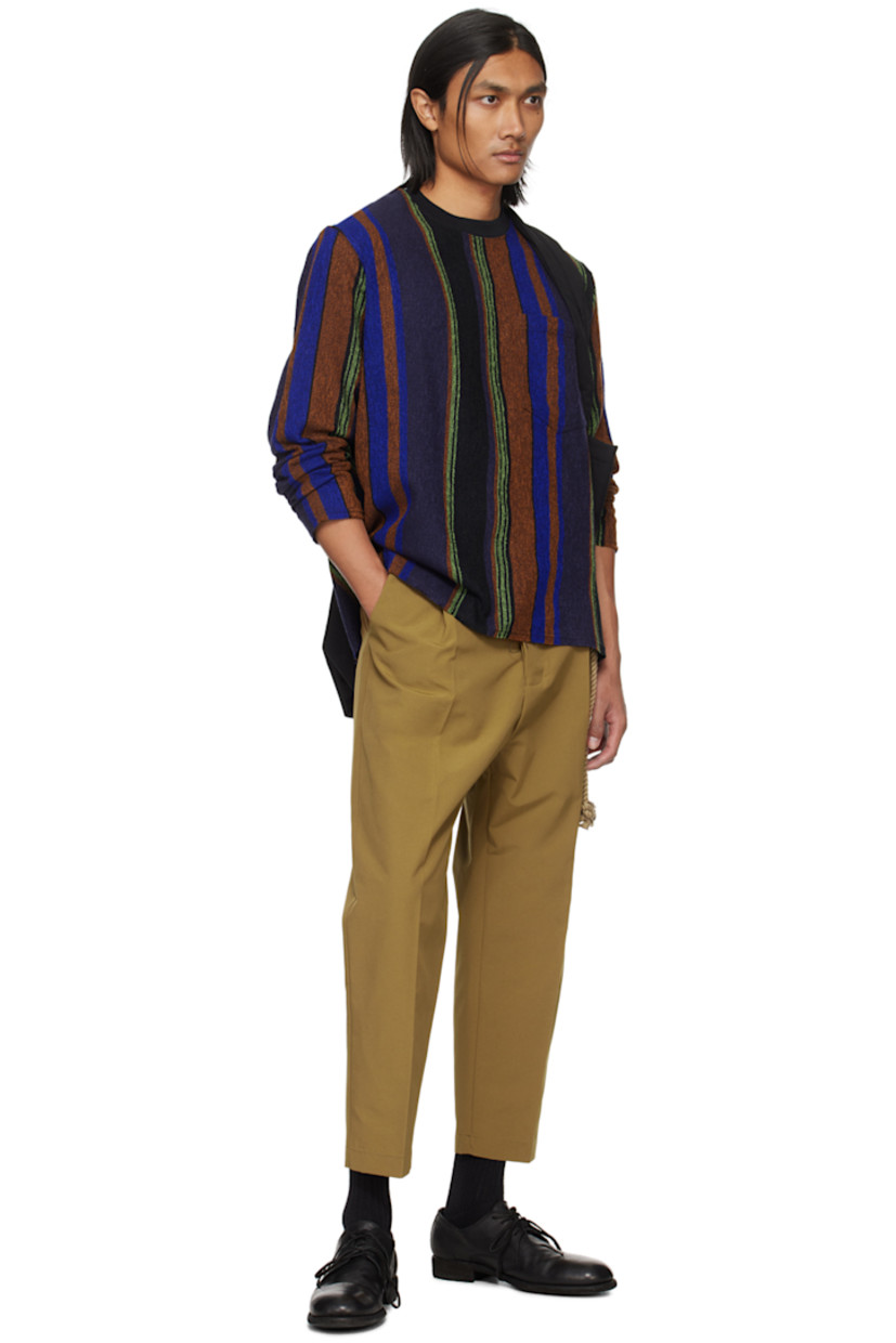 Acetate- and cotton-blend bouclé sweatshirt. Stripes throughout.

· Rib knit crewneck
· Patch pocket at chest
· Raw edge at hem and cuffs
· Vented side seams

Supplier color: Multi
