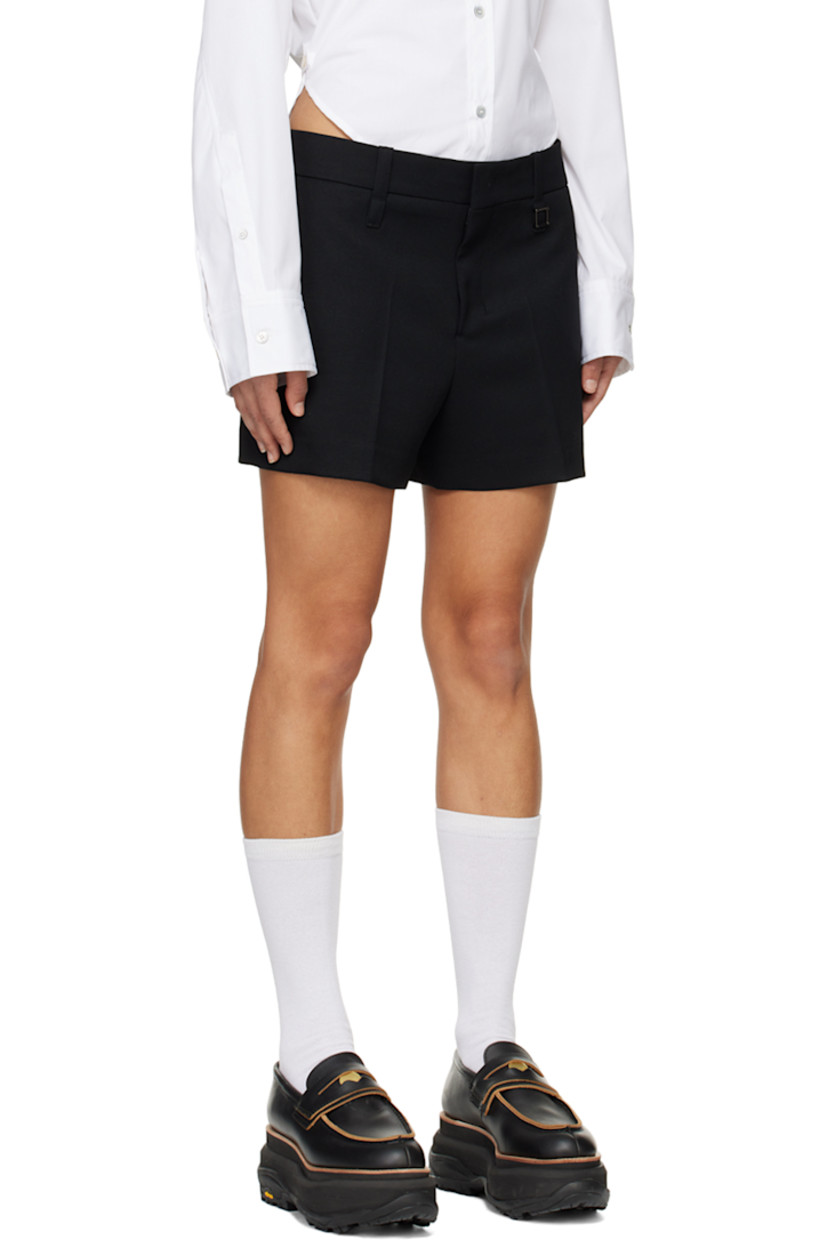 Wool twill shorts.

· Belt loops
· Four-pocket styling
· Zip-fly
· Adjustable cinch fastening at sides
· Creased legs
· Logo-engraved silver-tone hardware

Supplier color: Black