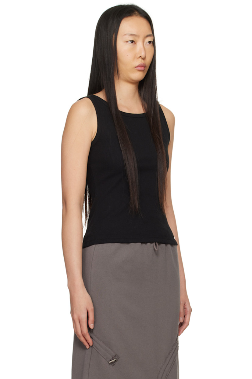 Cotton- and polyester-blend ribbed jersey tank top. 

· Boat neck 
· Logo plaque at hem 
· Cutouts at back 

Supplier color: Black