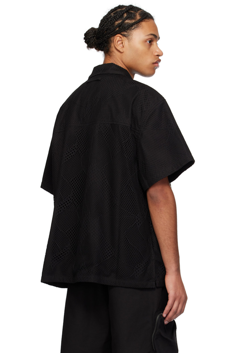 Cotton poplin shirt. Integrated mesh overlay.

· Spread collar
· Zip closure
· Cord-lock drawstrings at front 
· Logo hardware at front hem 
· Seam pockets 
· Vented side seams 
· Locker loop at back collar 
· Silver-tone hardware 

Supplier color: Black