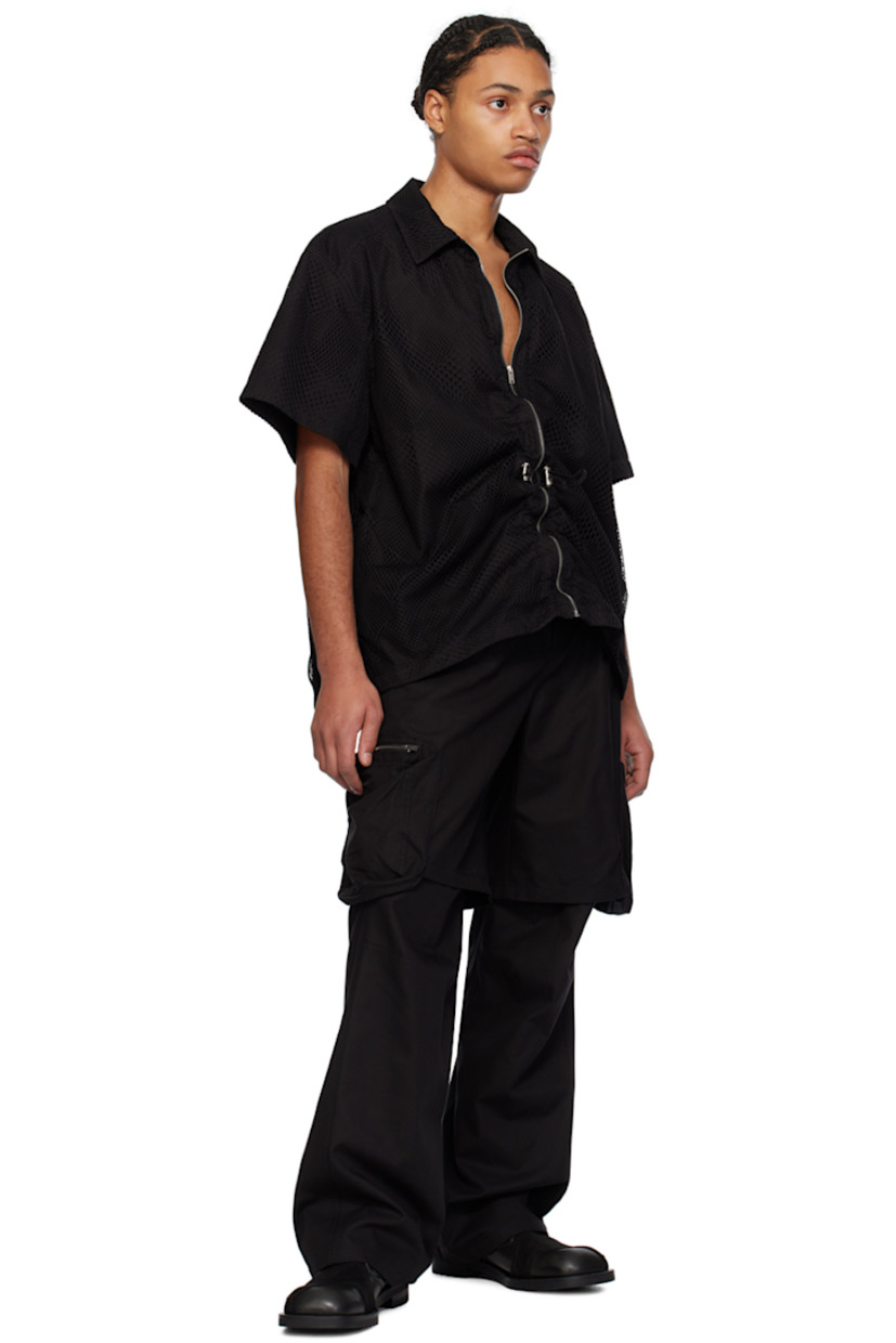 Cotton poplin shirt. Integrated mesh overlay.

· Spread collar
· Zip closure
· Cord-lock drawstrings at front 
· Logo hardware at front hem 
· Seam pockets 
· Vented side seams 
· Locker loop at back collar 
· Silver-tone hardware 

Supplier color: Black