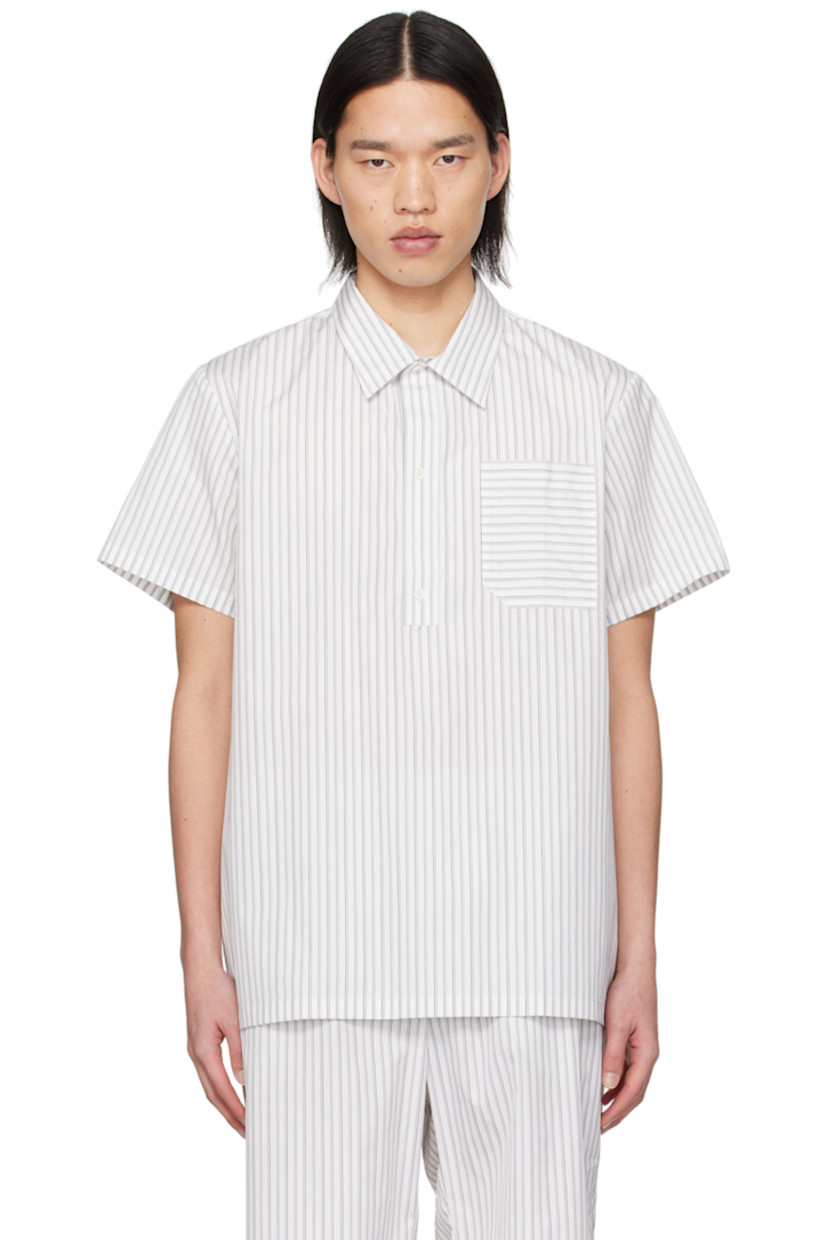 Cotton poplin shirt. Stripes throughout. 

· Spread collar
· Button closure
· Patch pocket
 
Supplier color: Grey/White
