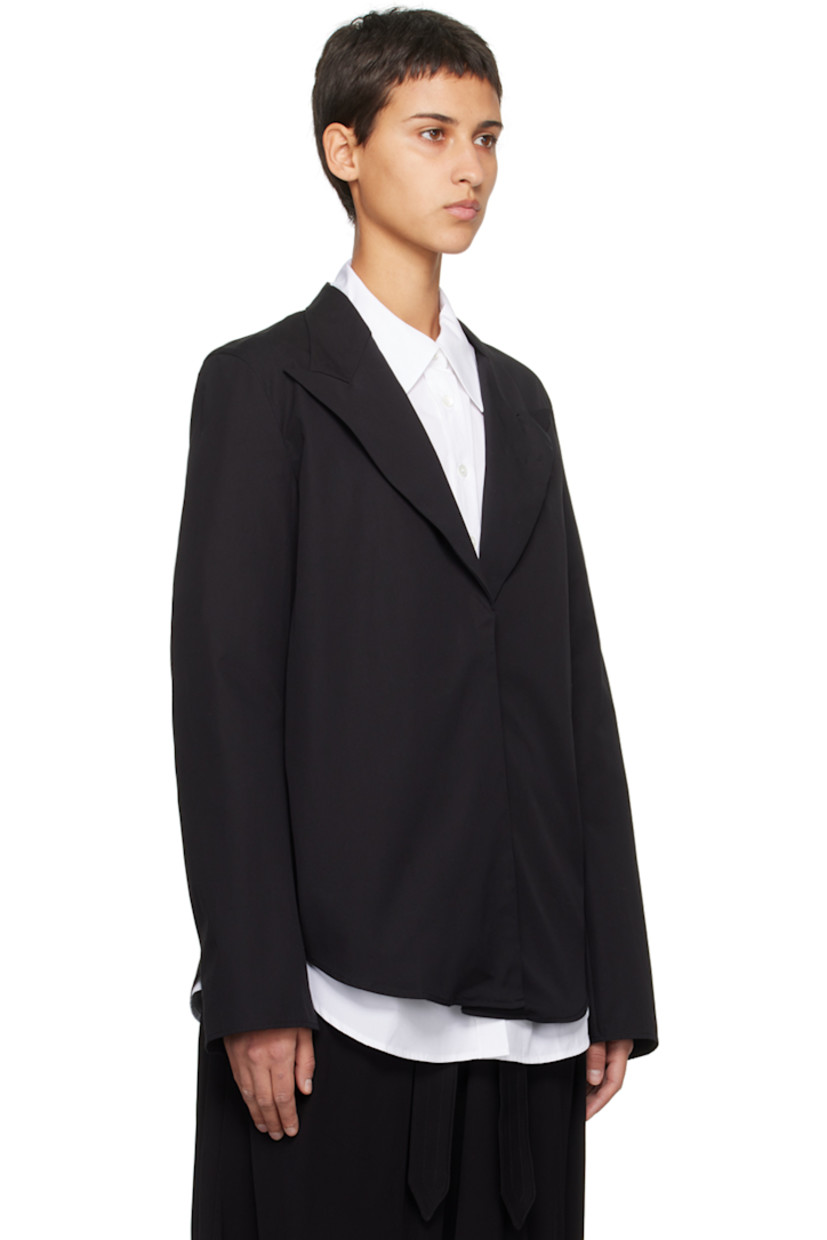 Cotton poplin blazer.

· Peaked lapel
· Self-tie fastening at open front
· Curved hem
· Unlined

Supplier color: Black
