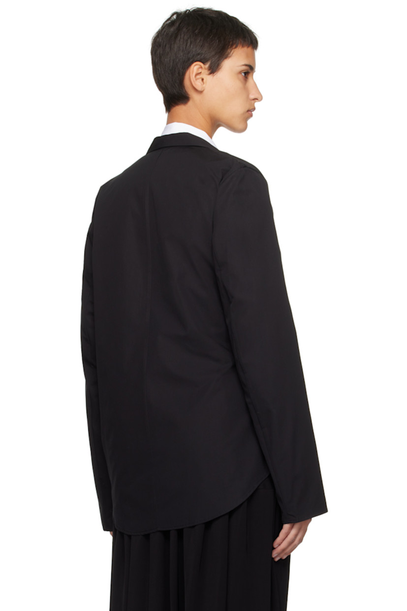 Cotton poplin blazer.

· Peaked lapel
· Self-tie fastening at open front
· Curved hem
· Unlined

Supplier color: Black