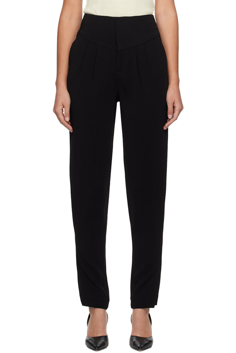 Stretch viscose crepe trousers.

· Paneled construction
· Two-pocket styling
· Zip-fly
· Pleats at front waistand

Supplier color: Black