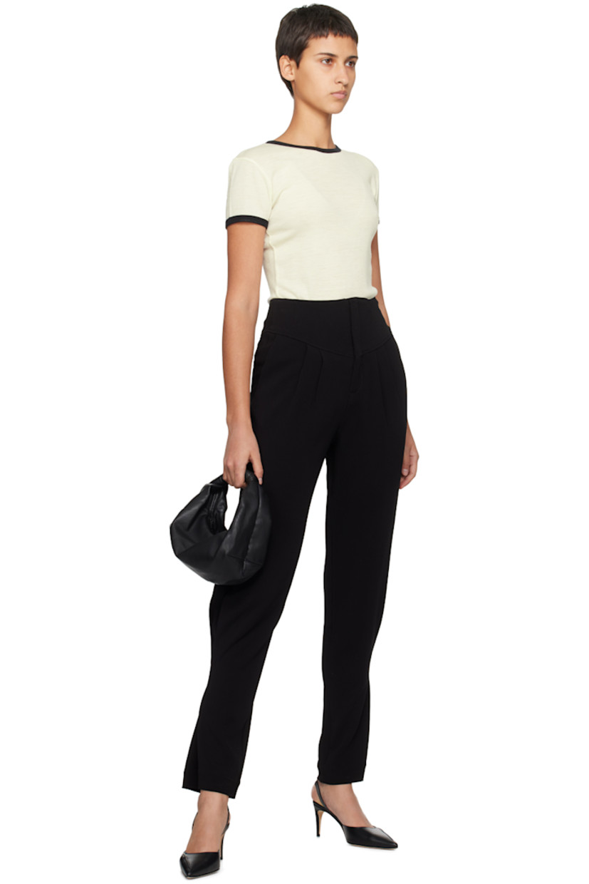 Stretch viscose crepe trousers.

· Paneled construction
· Two-pocket styling
· Zip-fly
· Pleats at front waistand

Supplier color: Black