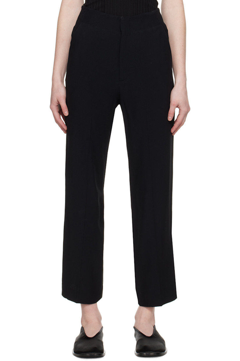 Lightweight loose-fit straight-leg viscose- and acetate-blend crepe trousers. 

· Low-rise 
· Four-pocket styling
· Zip-fly 
· Creased legs
· Cropped cuffs
· Unlined

Supplier color: Black