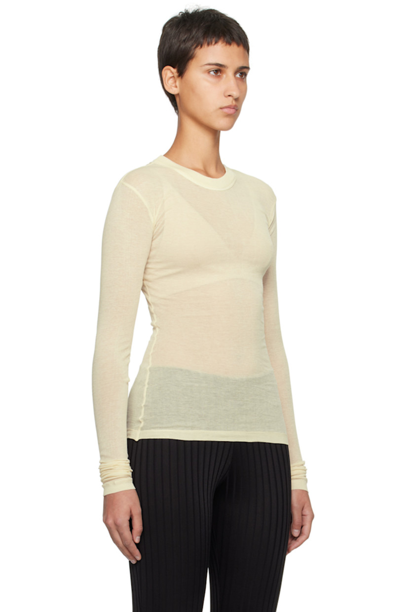 Semi-sheer cotton jersey T-shirt.

· Crewneck
· Central seam at back

Supplier color: Cream