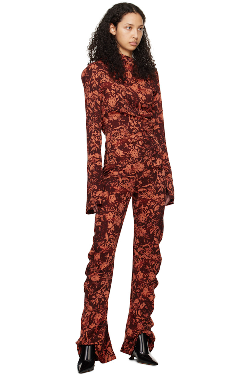 Viscose twill blouse. Floral pattern printed throughout. 

· Boat neck
· Asymmetric hem
· Cutout at back with hook-eye fastening 

Supplier color: Brown/Orange