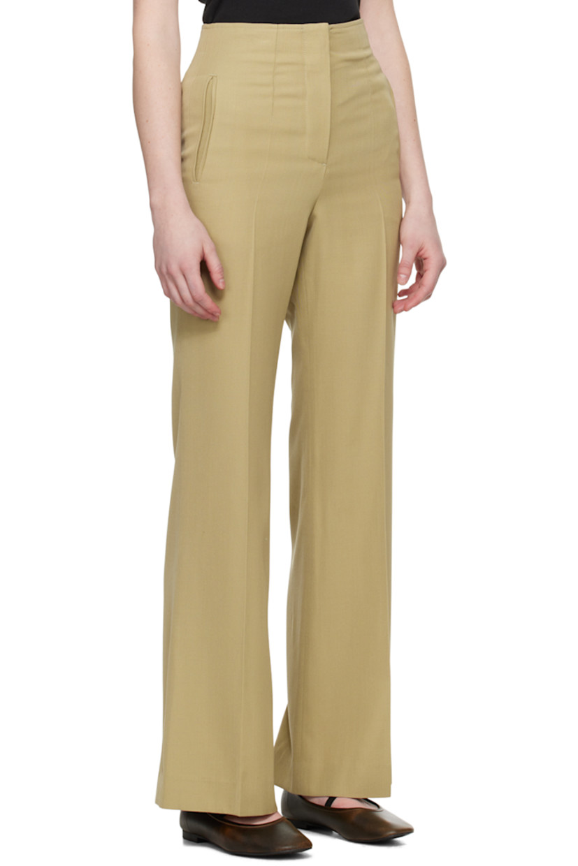 Flared viscose- and virgin wool-blend gabardine trousers. 

· Four-pocket styling
· Zip-fly
· Creased legs

Supplier color: Greyish khaki