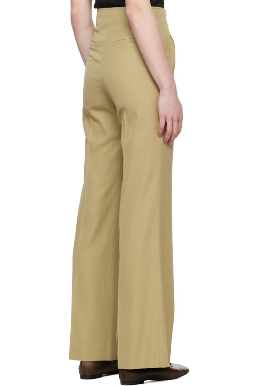 Flared viscose- and virgin wool-blend gabardine trousers. 

· Four-pocket styling
· Zip-fly
· Creased legs

Supplier color: Greyish khaki